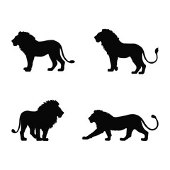 Elegant Lion Silhouette Set Designs