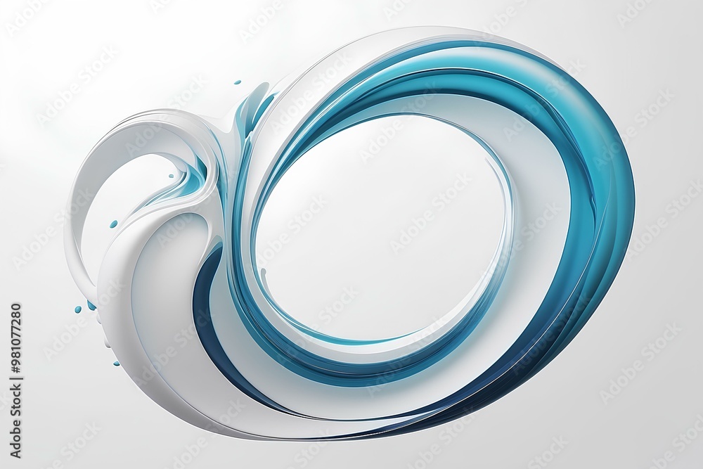 Poster smooth blue swirls intertwining with white curves, creating a modern and fluid abstract background t
