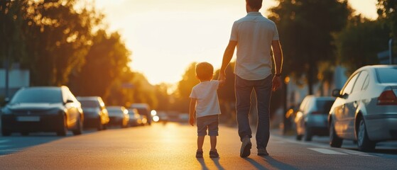 Widescreen shot of a parent teaching their child the rules of the road and the importance of responsible driving