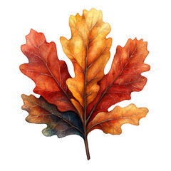 Obraz premium Beautifully detailed autumn oak leaves showcasing vibrant shades of orange and red, perfect for seasonal designs.