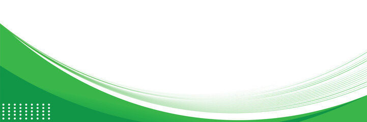 Green banner background. Green abstract header with rounded lines for web banner or poster. Vector illustration.