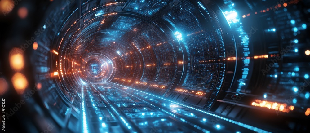 Aufkleber futuristic quantum computer core surrounded by cryogenic cooling systems pulsing with energy