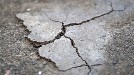 Obraz premium Intricate Hairline Cracks on Concrete Foundation - Detailed Close-up View of Structural Damage