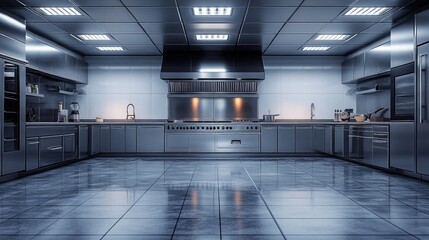 Modern Professional Kitchen with Sleek Stainless Steel Appliances for Culinary Enthusiasts