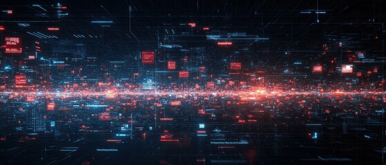 Expansive data visualization depicting the alarming spread of misinformation and fake news across digital platforms