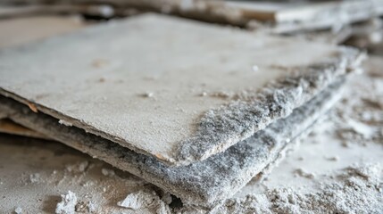 Macro image of asbestos fibers in old ceiling tiles