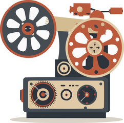 Fototapeta premium Retro film camera icon flat on white isolated background, vector design.