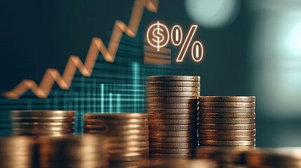 A simple and clean composition featuring stacked coins, symbolizing financial stability and wealth accumulation.