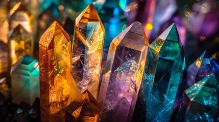 Vibrant Crystals Shining Bright in Various Colors and Forms