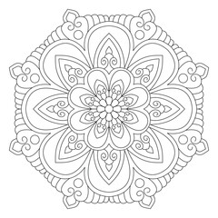 Easy mandala, Flower, leaf, butterfly, round mandalas design background coloring page