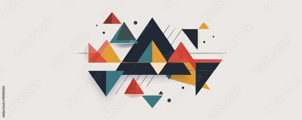 Poster abstract angular lines icon flat on white isolated background, vector design.