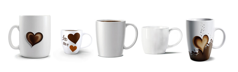 Realistic coffee with coffee mug on a transparent background
