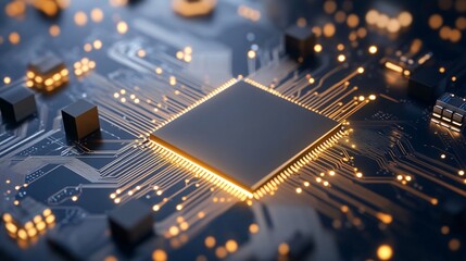 Advanced AI-Driven Chipsets - Detailed 3D Render of Smart Processor Units Showcasing Neural Processing Capabilities for Technology and Innovation Themes