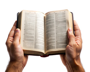 two hands hold an open bible