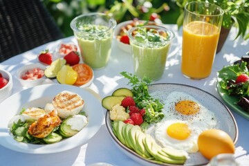 Fresh and Healthy Breakfast Spread in Natural Setting