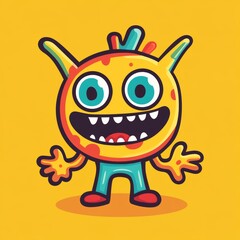 Naklejka premium Cute Cartoon Monster Character Illustration