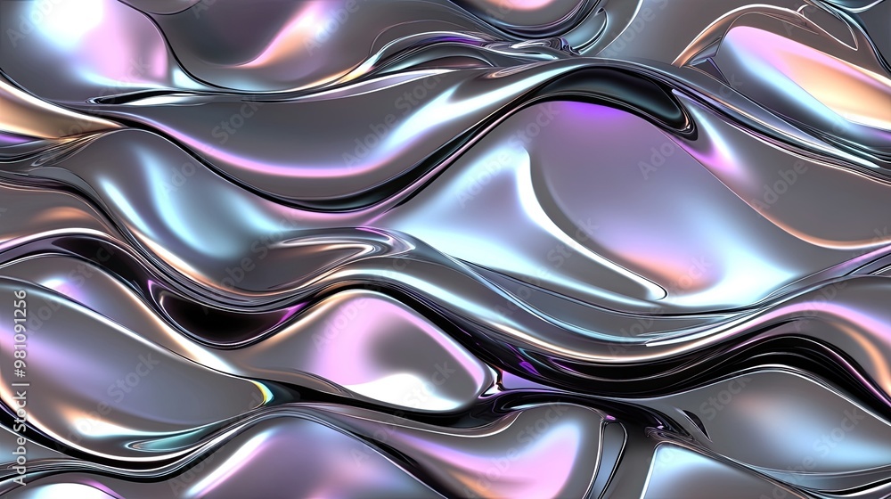 Poster this vibrant abstract design showcases smooth curves and a dynamic color scheme of purple, blue, gre