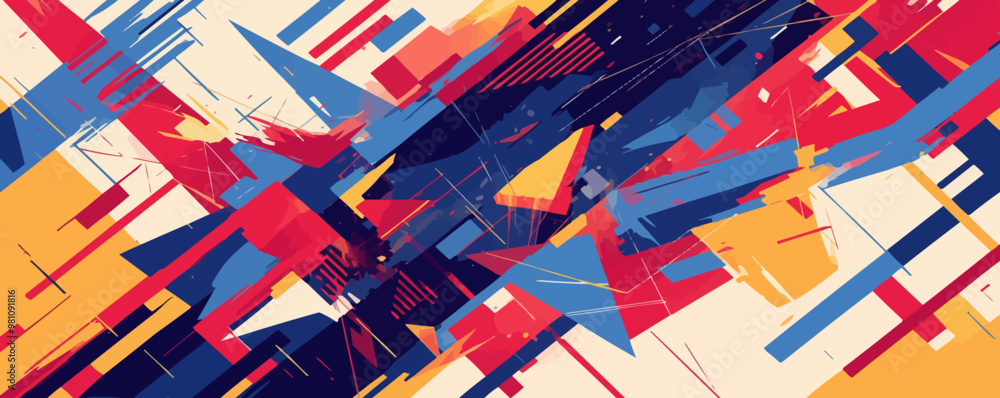 Poster geometric figure with intersecting paths and impossible connections, impossible shapes optical illus