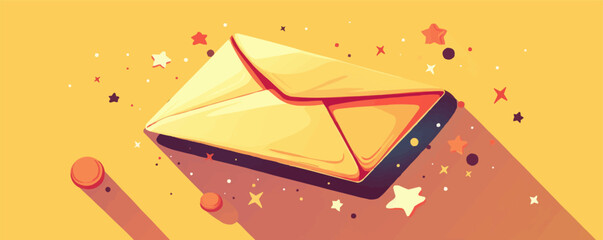 Naklejka premium velope with stars, Vector flat minimalistic isolated illustration