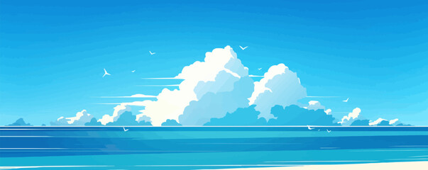 Fototapeta premium Blue background with simple hand-drawn lines and doodles, Vector flat minimalistic isolated illustration