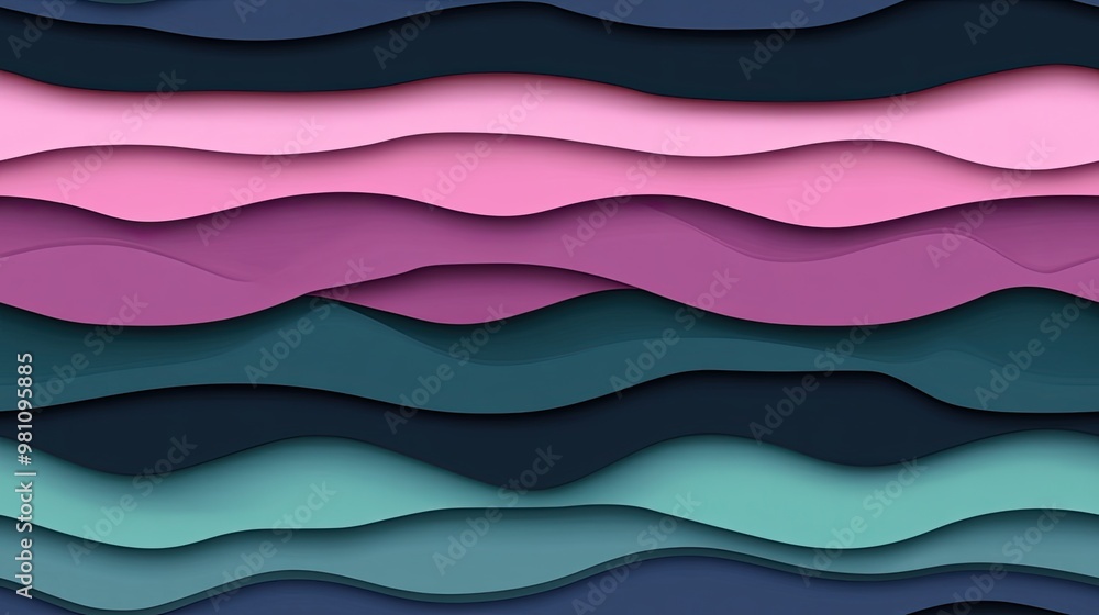 Poster this vibrant abstract design showcases smooth curves and a dynamic color scheme of purple, blue, gre