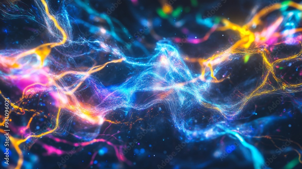 Poster neural elegance: eeg data visualization transformed into abstract digital art