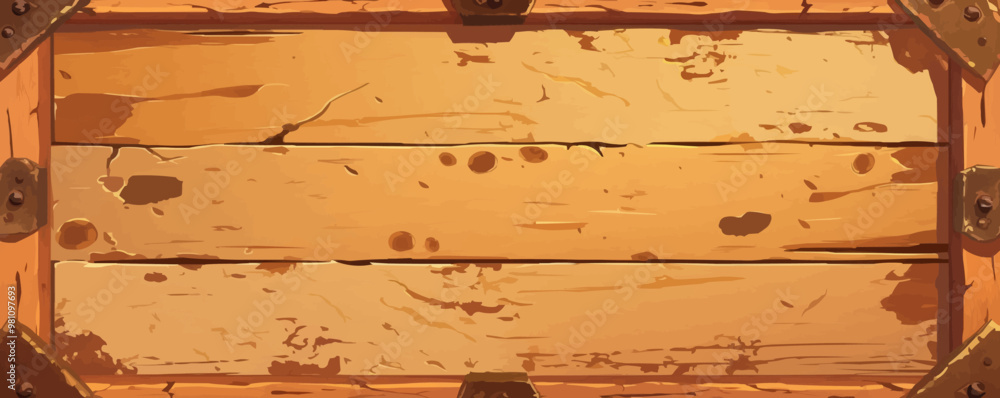 Poster design a rustic wooden frame with a distressed finish and carved accents. vector flat minimalistic i