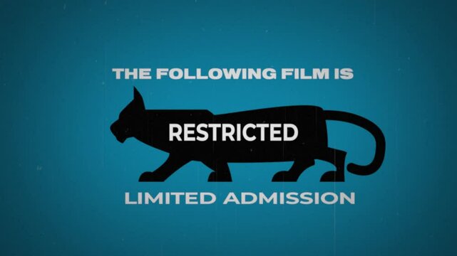 Restricted intermission animation featuring a cougar silhouette, designed to emulate the 1970s film aesthetic with intentional elements such as film grain, scratches, blurring, and shaky footage