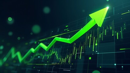 A rising stock market graph showing an upward trend in stock prices, symbolizing financial growth, positive market performance, and investment success. Ideal for themes of economic progress.