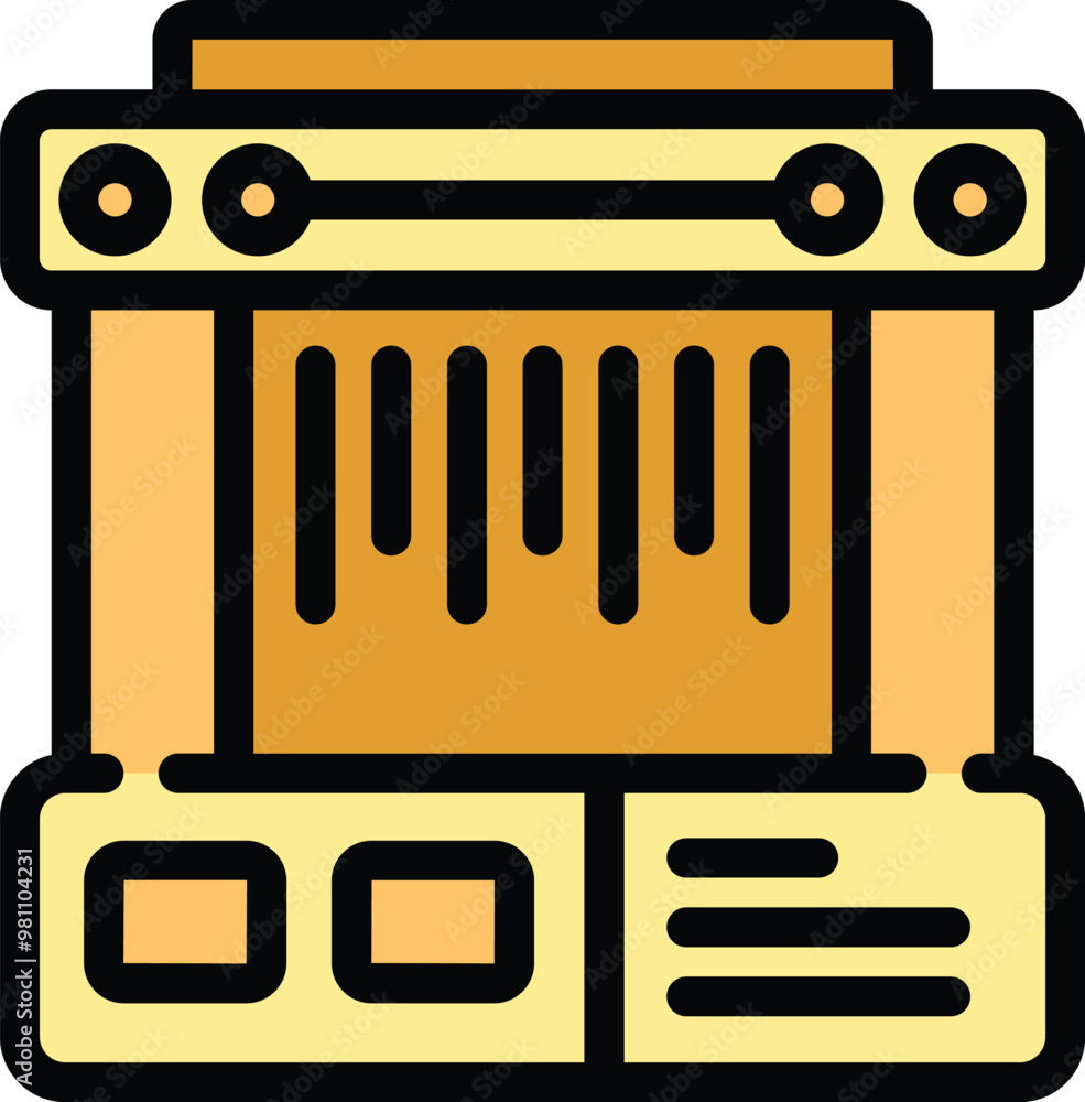 Poster professional bar code scanner standing on a table is ready to scan product information
