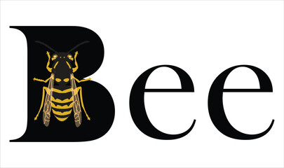 Honeybee insect with wings, isolated icon of bee producing honey or sweet nectar. Apiary and bee garden,