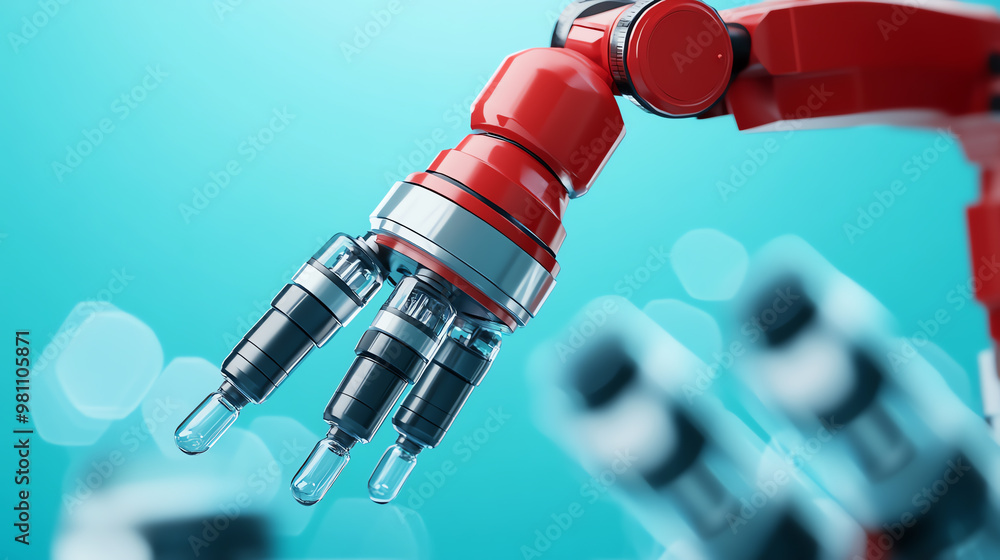 Aufkleber close-up of a robotic hand with precision grippers, showcasing advanced technology and innovation in