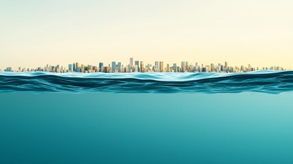 Fototapeta premium Sea level rising over coastal cities