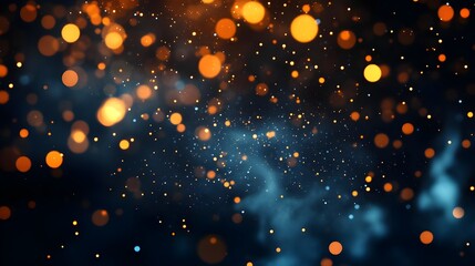 Fototapeta premium Abstract Bokeh Background, Orange Lights, Dark Blue, Blurred