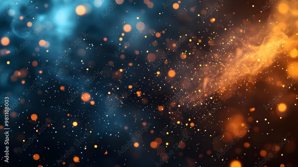 Poster abstract bokeh background with warm and cool colors