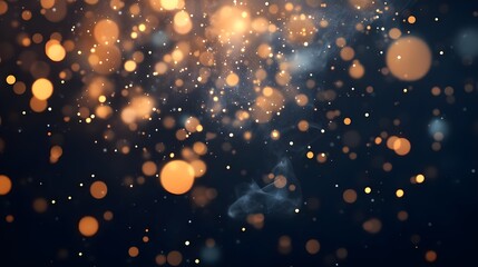 Abstract Bokeh Background with Golden Lights and Smoke