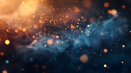 Obraz premium Abstract Dark Blue Background with Gold & Orange Bokeh