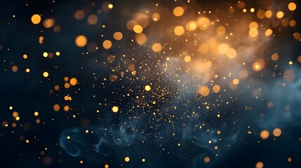 Fototapeta premium Abstract Dark Blue Background with Golden Bokeh Lights