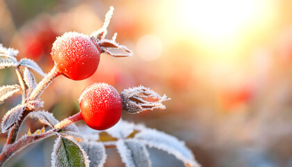 Morgendlicher Frost im Winter, Knospen 