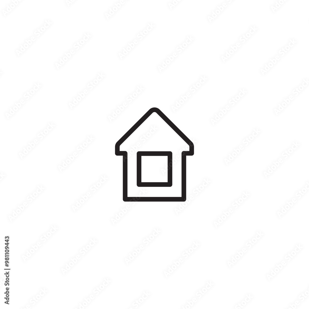 Poster home sign. symbol of house. outline modern design element. simple black flat vector icon with rounde