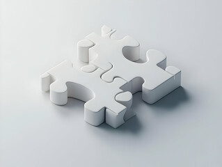 Obraz premium Minimalist 3D Puzzle Concept on Flat White Background: Assembling Election Integrity Symbol with Copy Space for Voter Trust Messaging