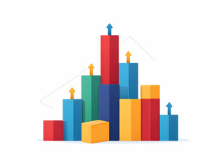 Flat Poll Graph Building Blocks: Minimalist Design Illustrating Rising and Falling Poll Trends with Camera Pan for Dynamic Analysis - Isolated on White Background