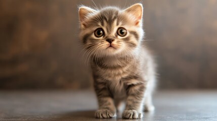 Obraz premium Curious Scottish Fold Kitten with Tilted Head in Natural Lighting