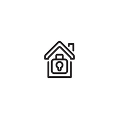 Home, residential place. Locked house icon. Safety home icon. Editable icon.