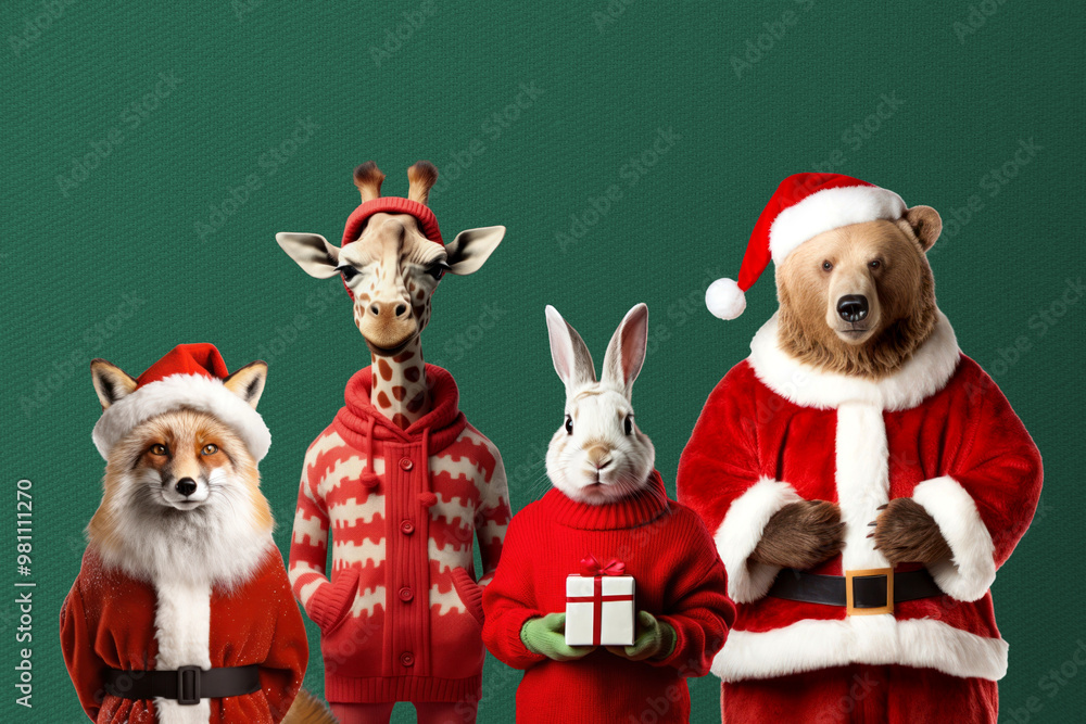 Canvas Prints Christmas spirits, animal remix, design resource