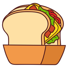 sandwich cartoon. fastfood illustration