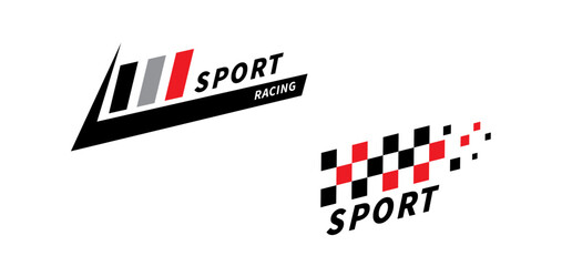 Sport car stripe stickers. Racing stripes. Race flag. Checkered flag. Stickers car decal template. Automotive graphics. Racing sport checkered pattern. Vector illustration