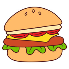 hamburger food cartoon illustration