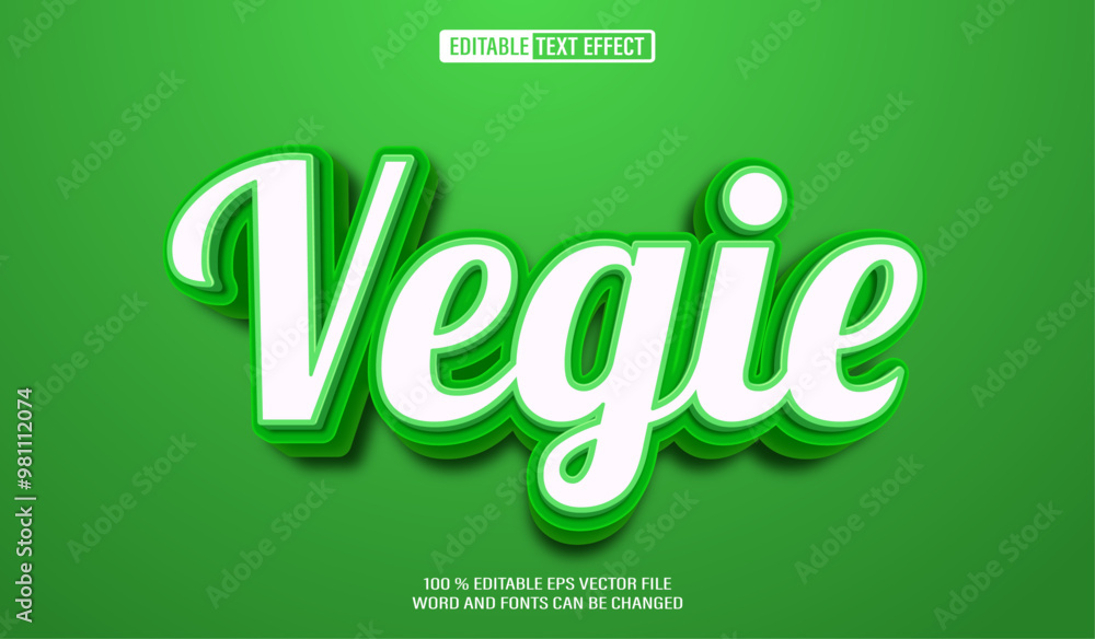 Poster editable 3d text style effect - green vegetarian text effect template