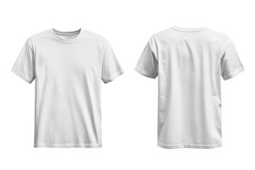 Blank Short sleeve t shirt mockup, white T-shirts front and back view, used as design template isolated on white background